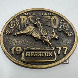 Hesston Gold and Brown Rodeo Belt Buckle